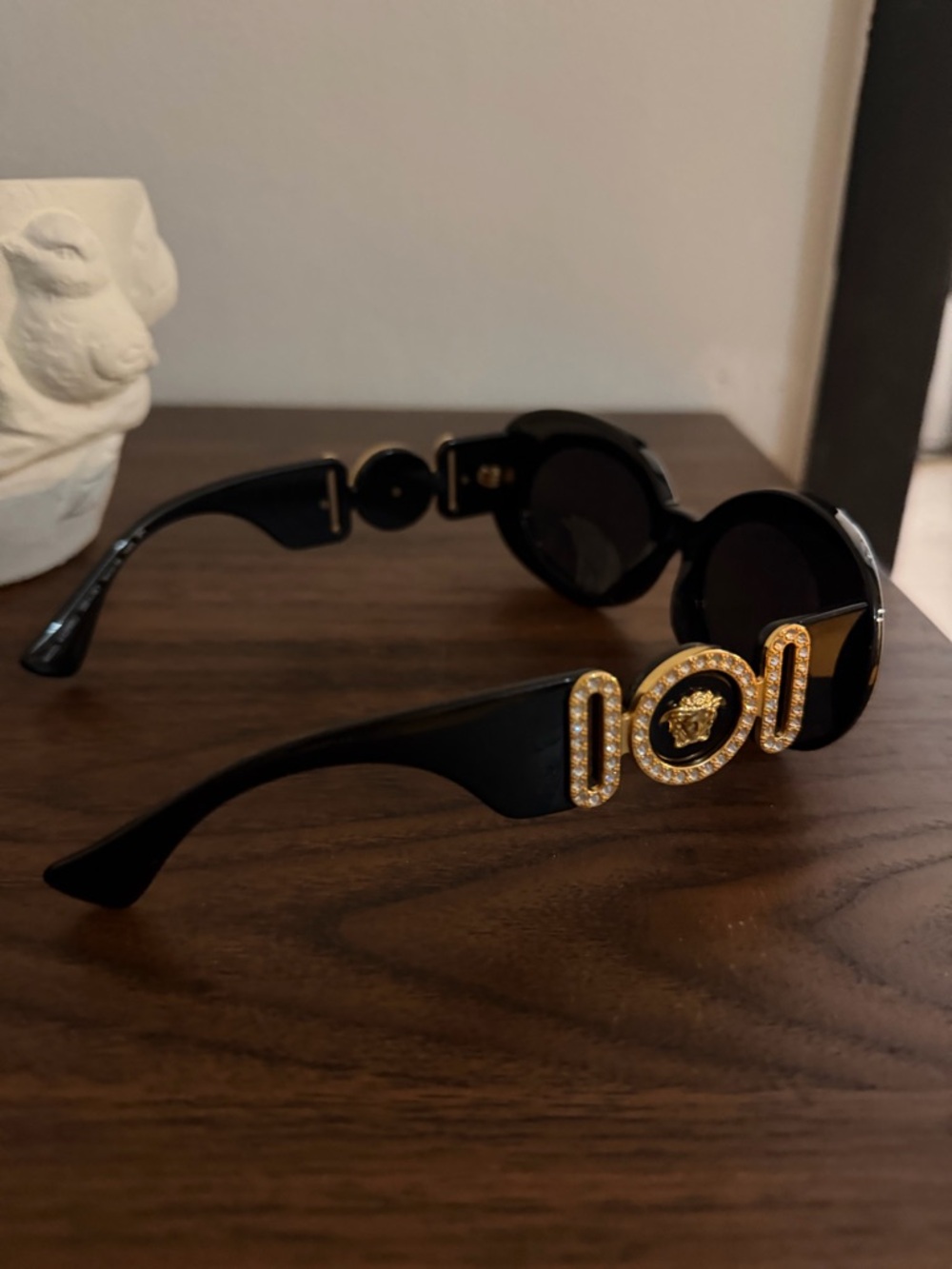 Versace Black Round Oval Sunglasses - Picture 3 of 5